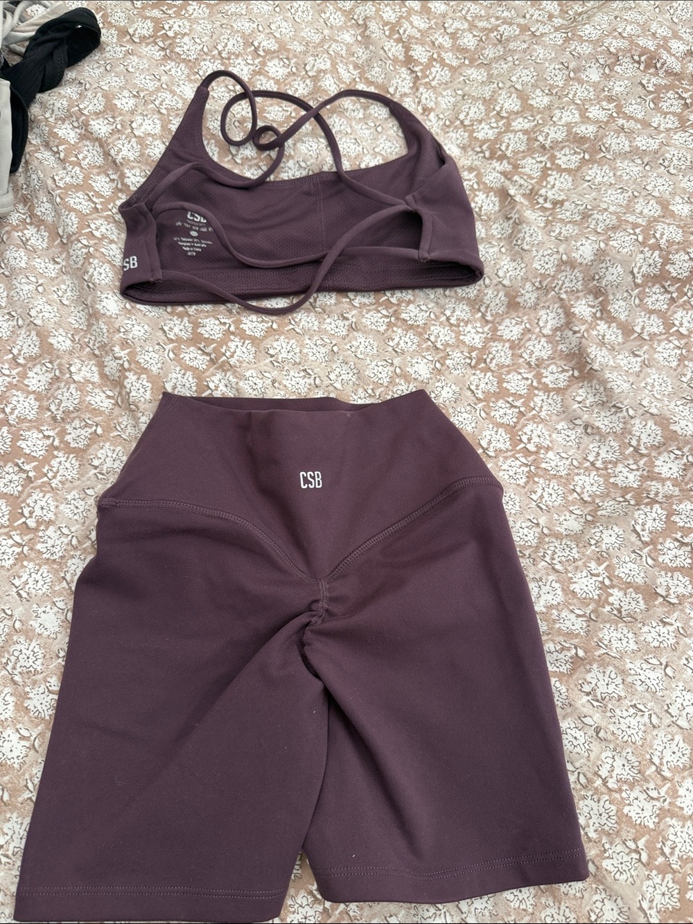 CSB Women’s Plum Sports Bra and High-Waist Bike Shorts Set - Picture 4 of 4